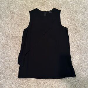 Theory black silk ruffle top